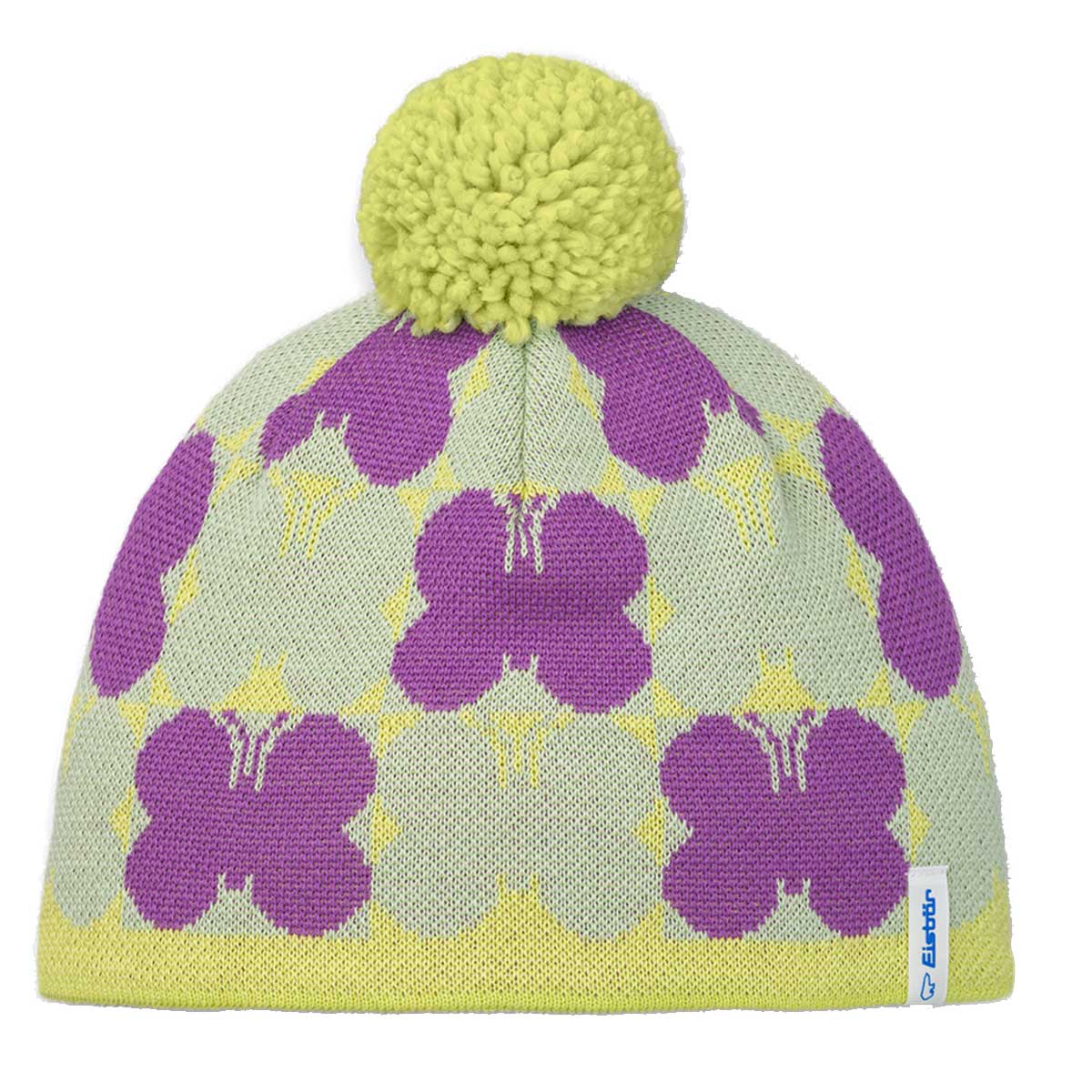 Eisbär Butterfly Pompon Mütze Kinder | violett | Größe STK