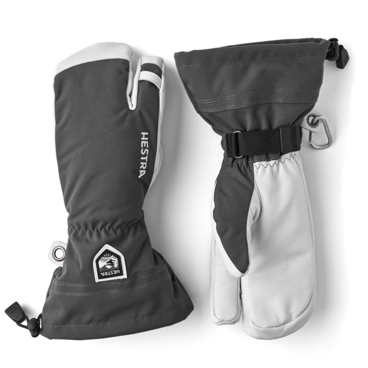 Hestra Army Leather Heli Ski 3-finger Handschuhe Herren | grau | Größe 10
