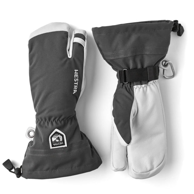 Hestra Army Leather Heli Ski 3-finger Handschuhe Herren | grau | Größe 10